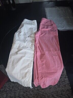 Old Navy Womens  White & Pink Cargo Capri Pants